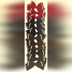 Elegant Bow Hair Clips with Pearls Set For 4